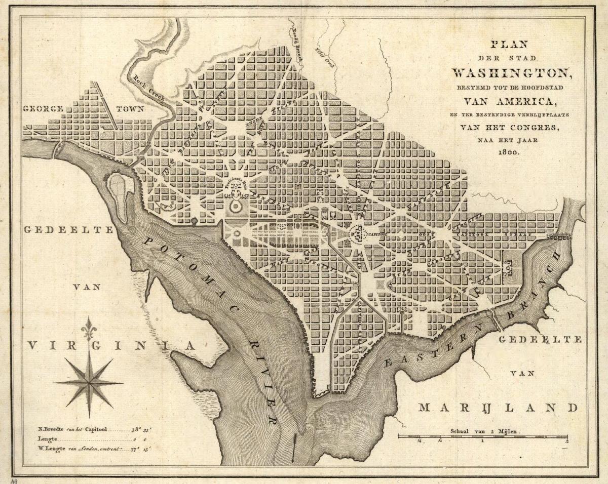mapa historyczna mapa Waszyngton, dystrykt Kolumbii
