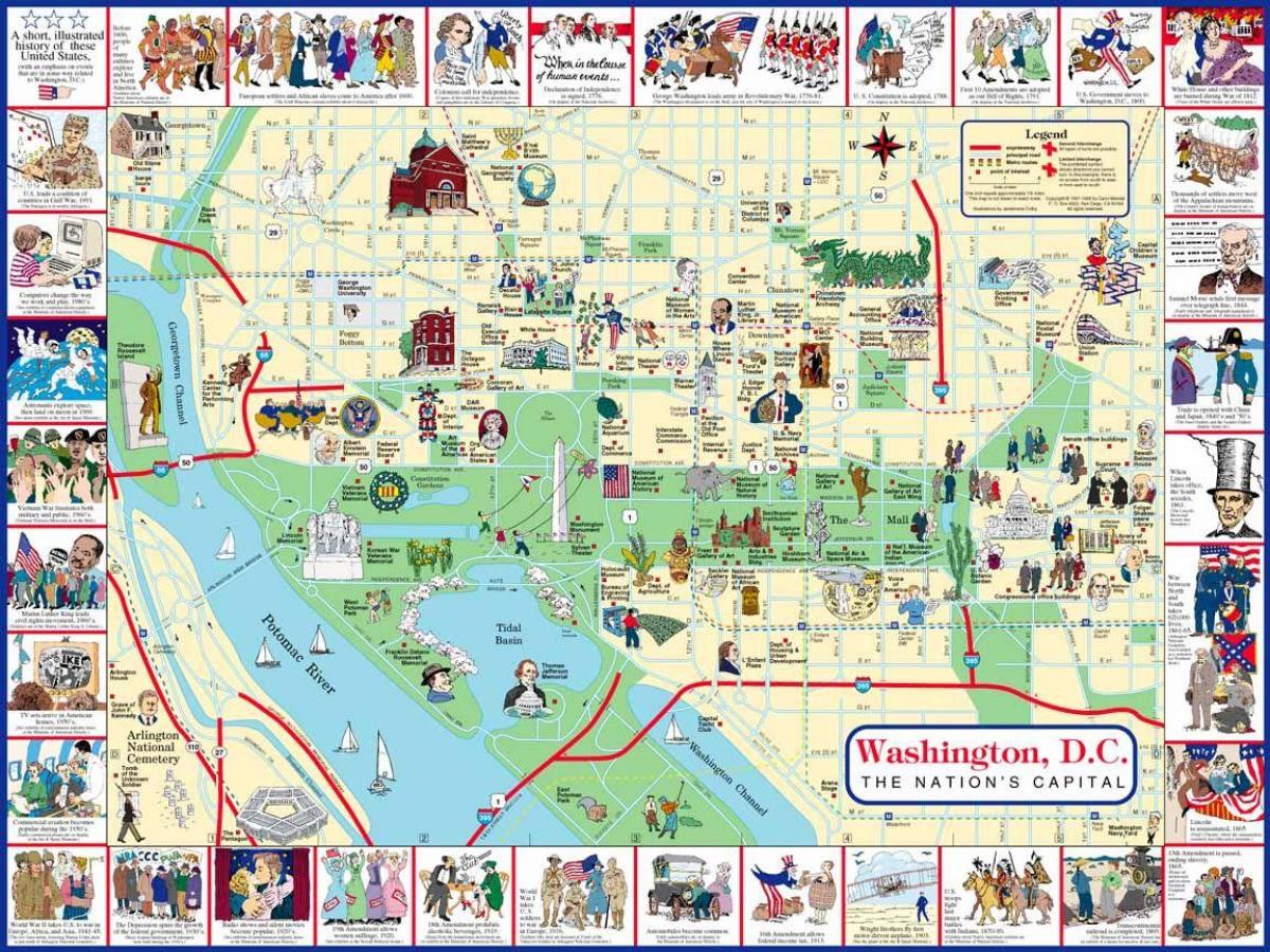 co warto zobaczyć w Waszyngtonie mapie