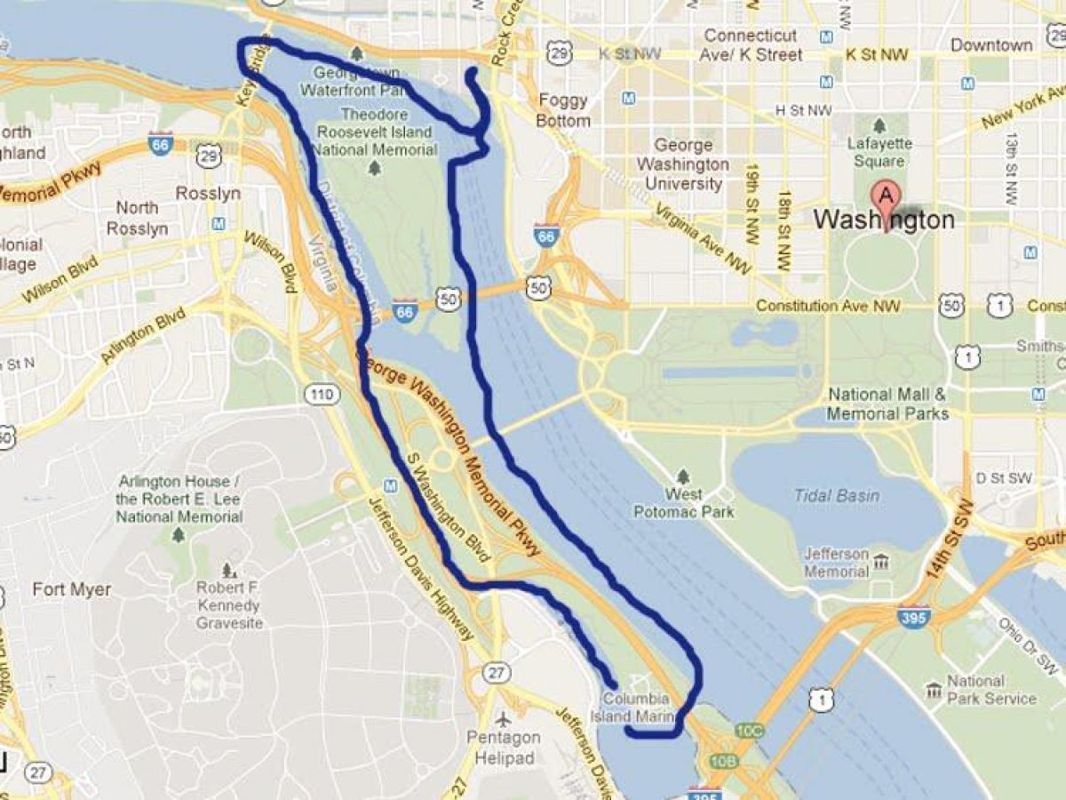 mapa rzeki Potomac w Waszyngtonie