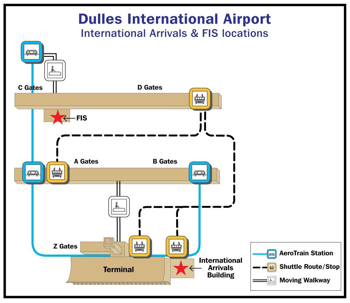 Dulles lotnisko bramki mapie