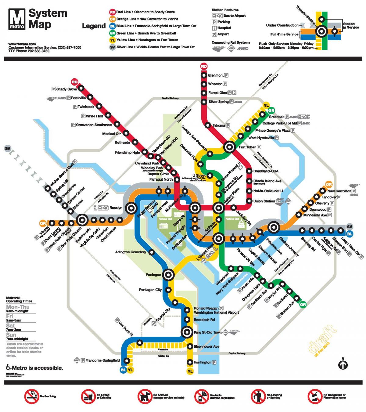 Waszyngton linii metra DC mapie