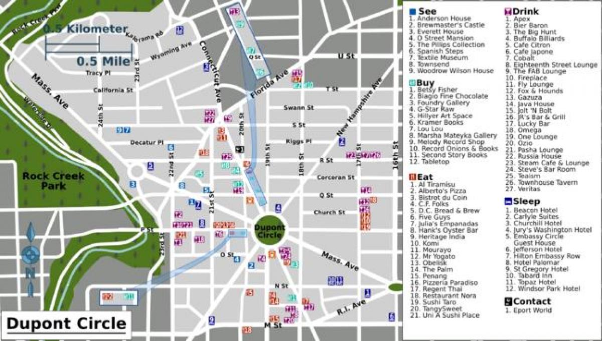 Dupont Circle w Waszyngtonie mapie