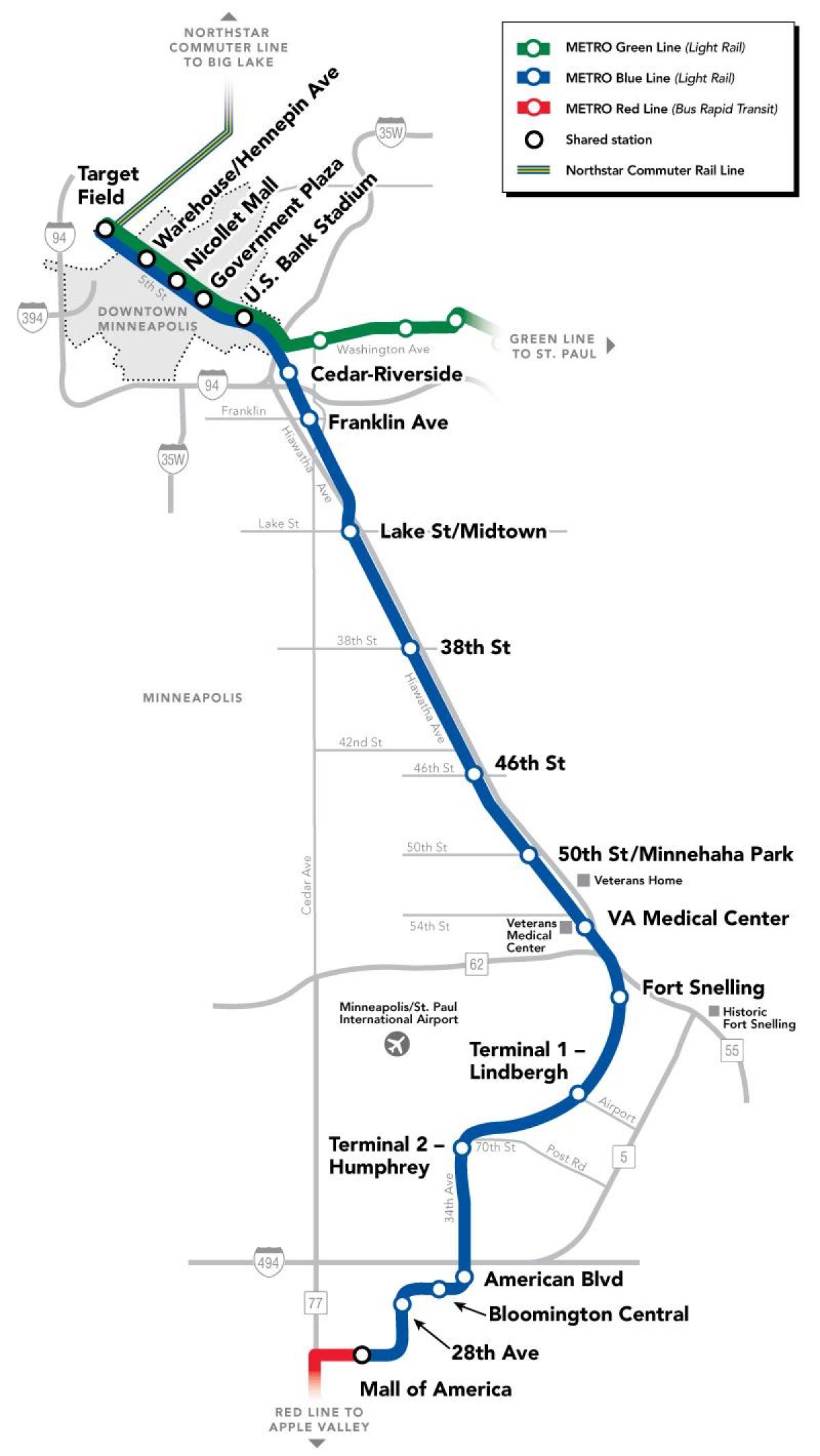 niebieska linia metra DC mapie