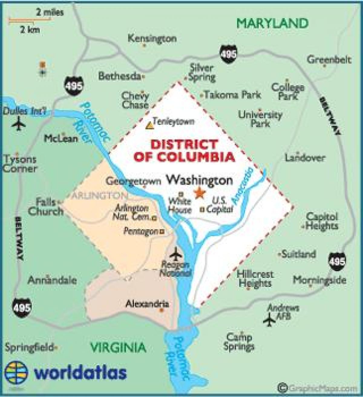 Waszyngton i Wa mapa