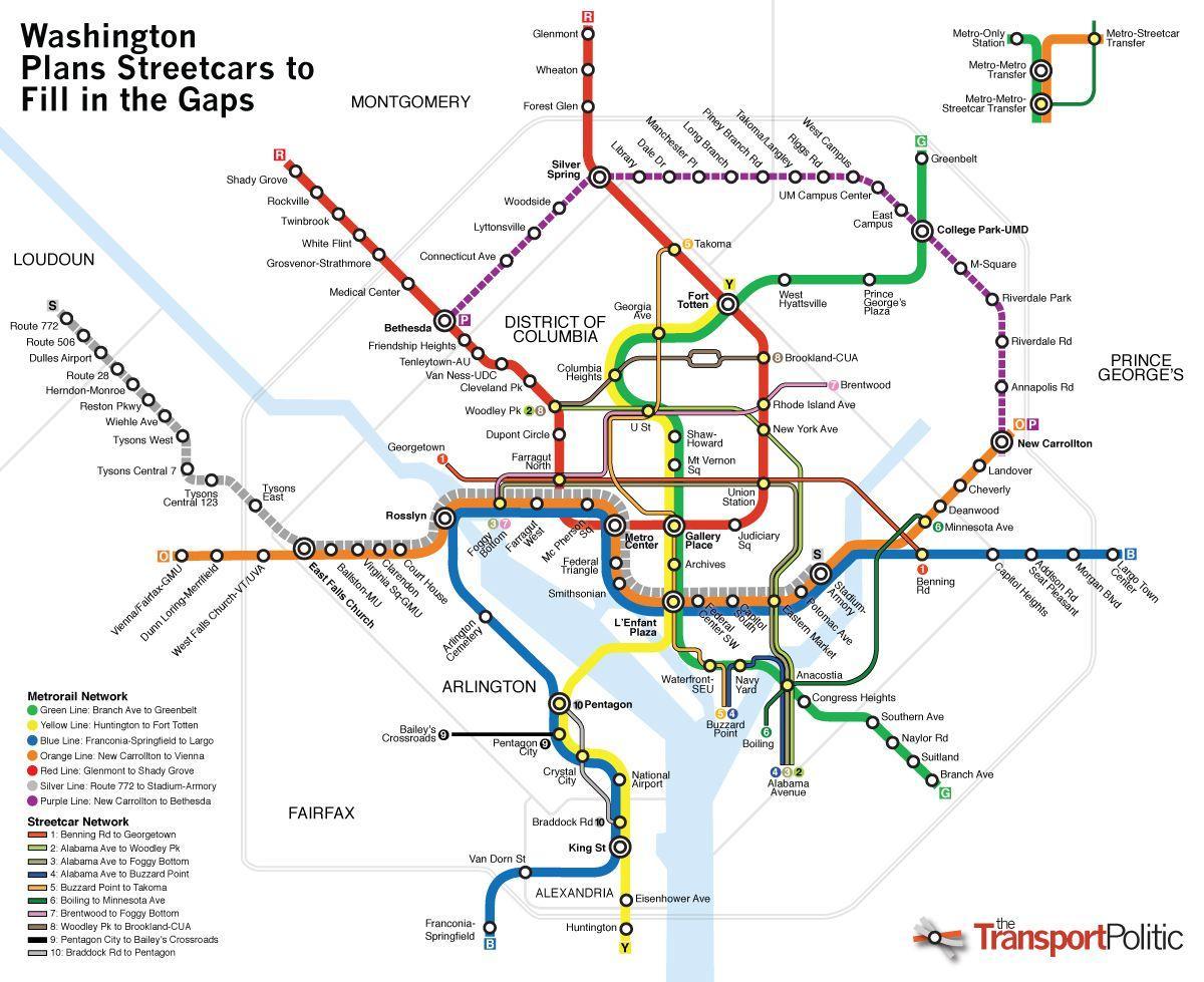 Waszyngton tranzytowej mapie