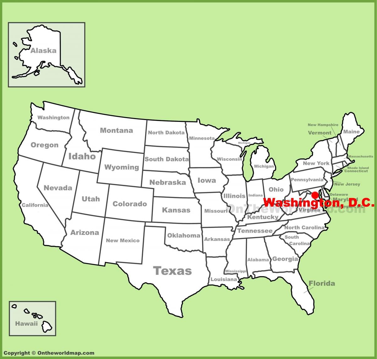 Waszyngton, dystrykt Kolumbii na mapie USA