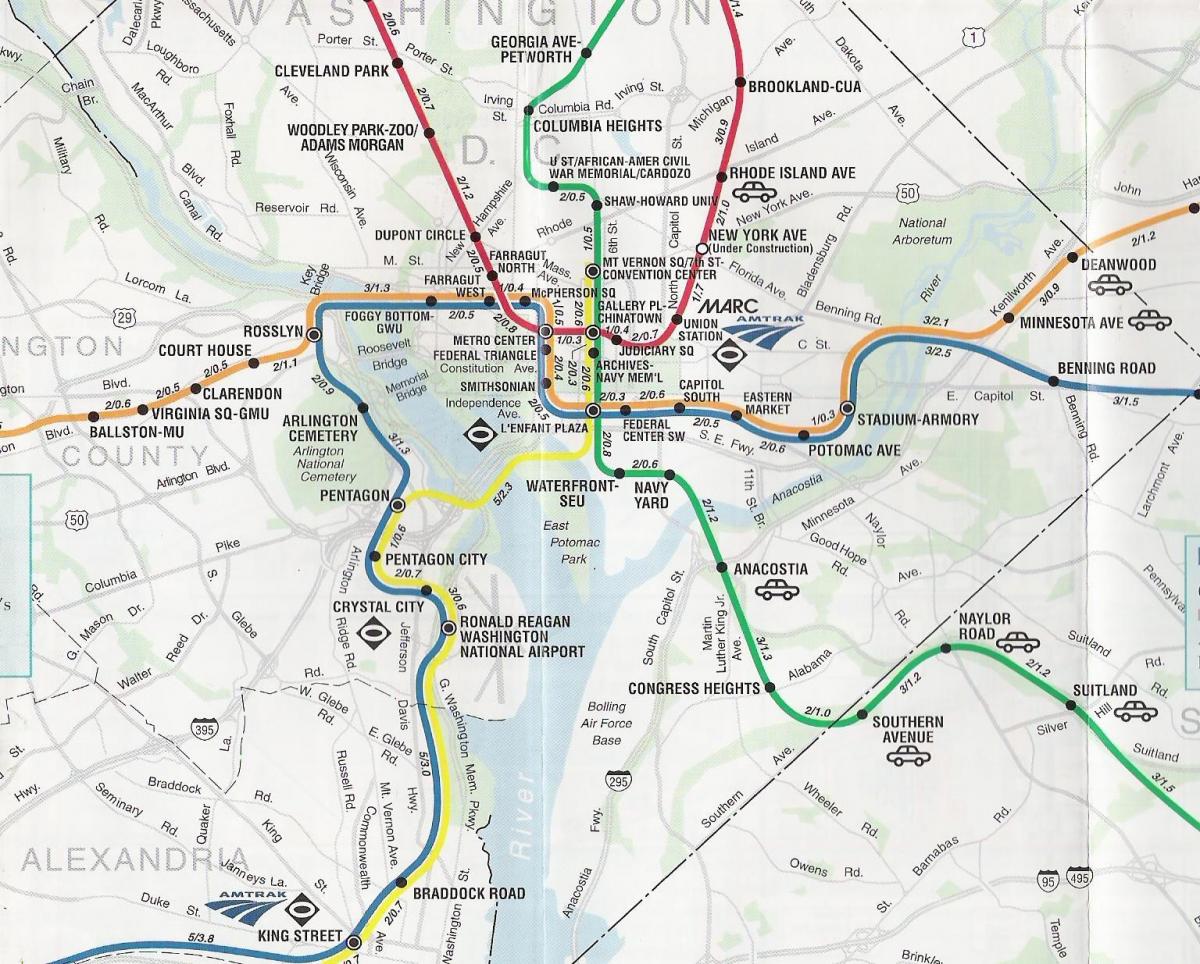 ulica Waszyngton DC mapę ze stacjami metra 
