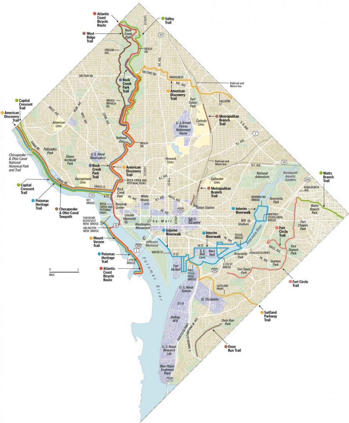 mapa Waszyngton rowerów