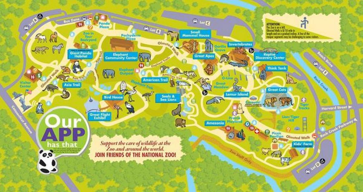 National zoo w Waszyngtonie mapie
