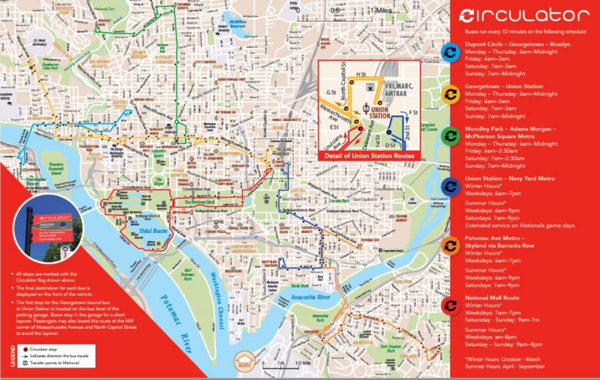 Washington DC pomp obiegowych na mapie
