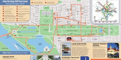 Waszyngton-hop-hop-off bus trasa na mapie