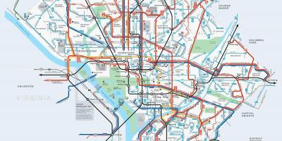 Waszyngton linii autobusowych DC mapę