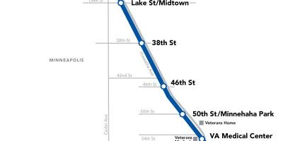 Niebieska linia metra DC mapie