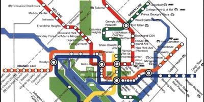W Waszyngtonie pociąg metra DC mapie