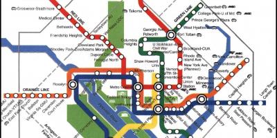 W Waszyngtonie pociąg metra DC mapie