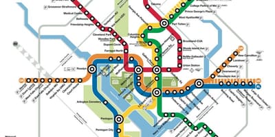 Waszyngton transportu publicznego DC mapę