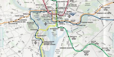Ulica Waszyngton DC mapę ze stacjami metra 