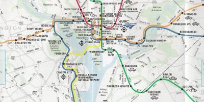 Ulica Waszyngton DC mapę ze stacjami metra 